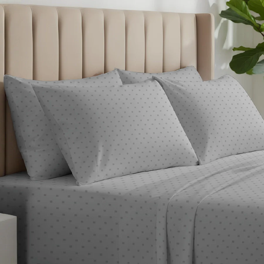 Fitted Bedsheet Set | Swiss Dot | 100% Cotton Bedsheet + 4 Pillow Cases [Sizes: King Bedsheets & Queen/ Double Bedsheets] |  500TC - Image 50