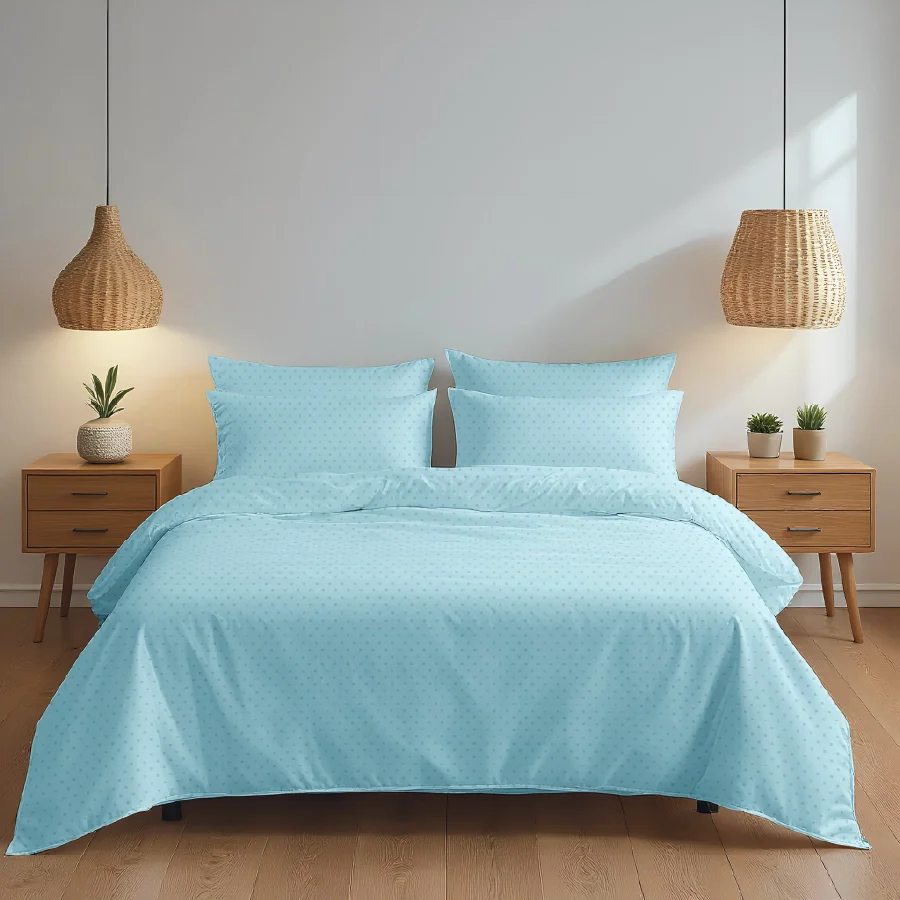 Fitted Bedsheet Set | Swiss Dot | 100% Cotton Bedsheet + 4 Pillow Cases [Sizes: King Bedsheets & Queen/ Double Bedsheets] |  500TC - Image 57