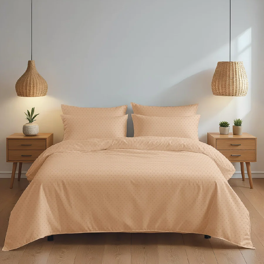Fitted Bedsheet Set | Swiss Dot | 100% Cotton Bedsheet + 4 Pillow Cases [Sizes: King Bedsheets & Queen/ Double Bedsheets] |  500TC - Image 65