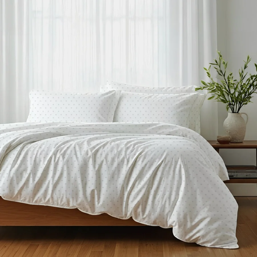 Bedsheet Set | Swiss Dot | 100% Cotton King Size Bedsheet + 4 Pillow Cases | 500TC - Image 10