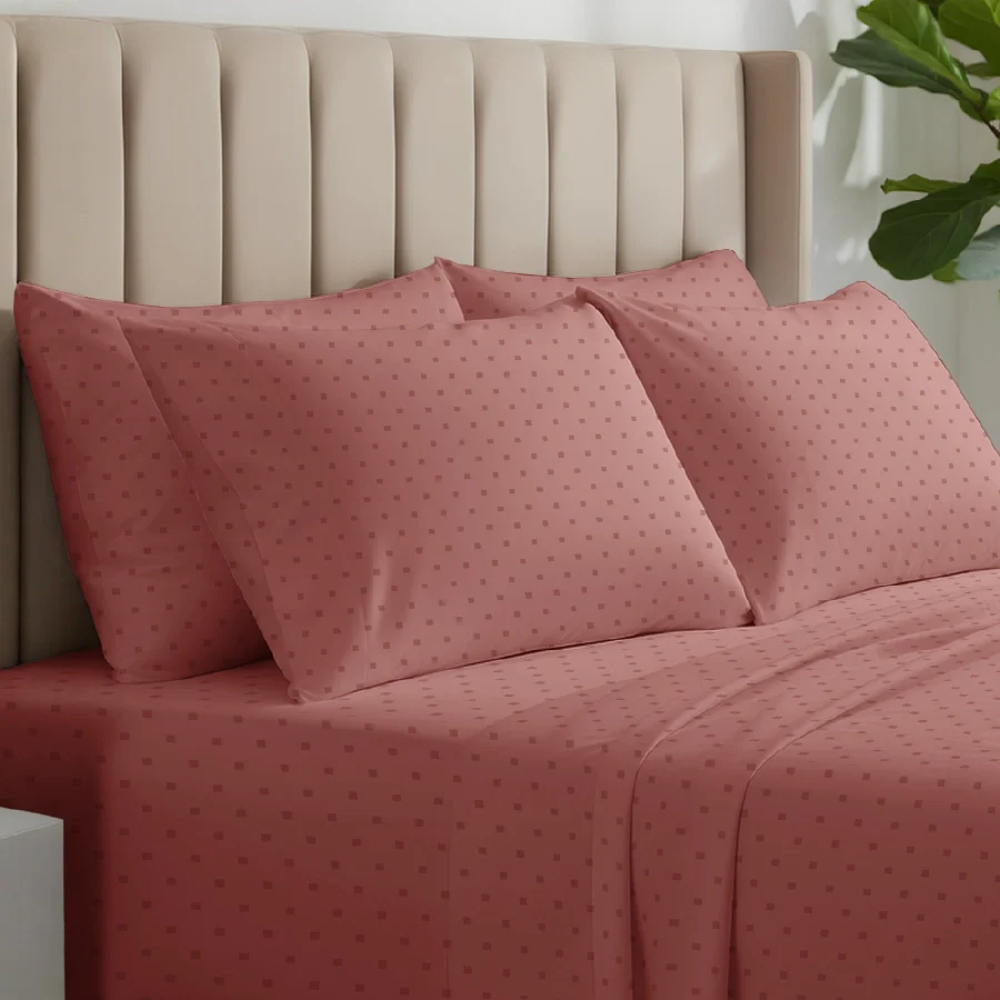 Bedsheet Set | Swiss Dot | 100% Cotton King Size Bedsheet + 4 Pillow Cases | 500TC - Image 23