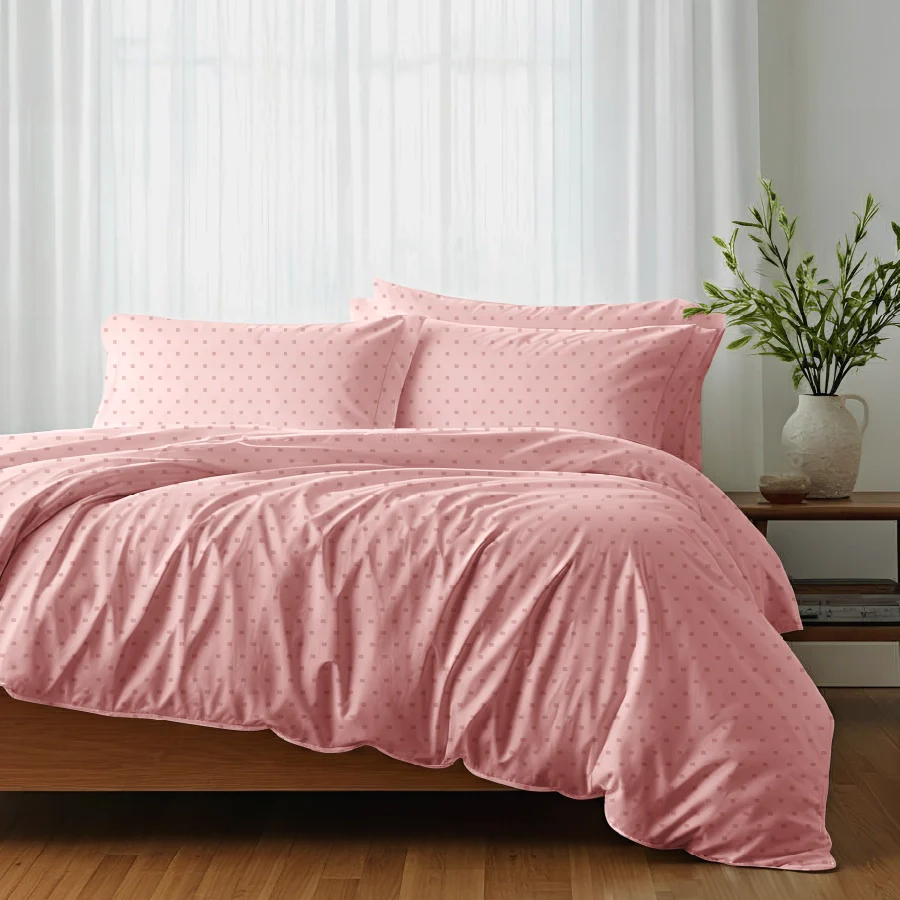 Bedsheet Set | Swiss Dot | 100% Cotton King Size Bedsheet + 4 Pillow Cases | 500TC - Image 3