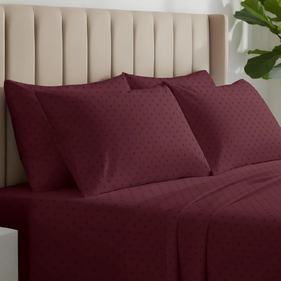 Bedsheet Set | Swiss Dot | 100% Cotton King Size Bedsheet + 4 Pillow Cases | 500TC - Image 30