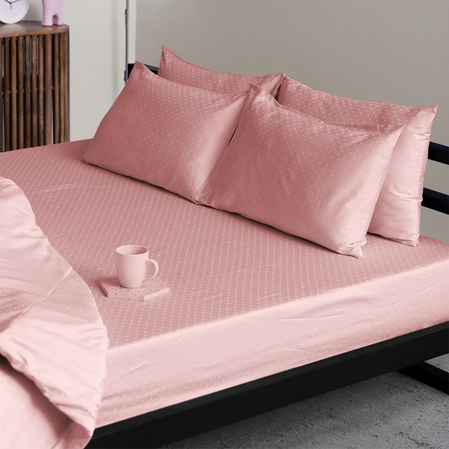 Fitted Bedsheet Set | Swiss Dot | 100% Cotton Bedsheet + 2 Pillow Cases [Sizes: King Bedsheets & Queen/ Double Bedsheets] | 300TC - Image 28