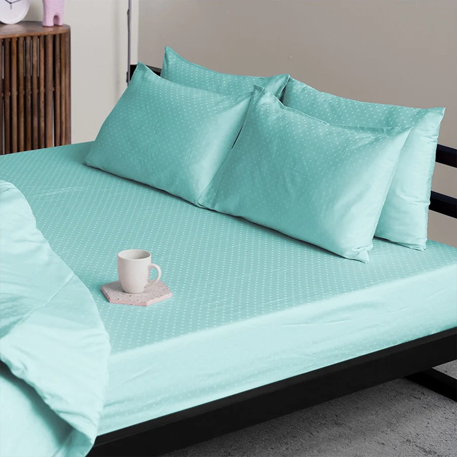 Bedsheet Set | Swiss Dot | 100% Cotton King Size Bedsheet + 2 Pillow Cases | 300TC - Image 7