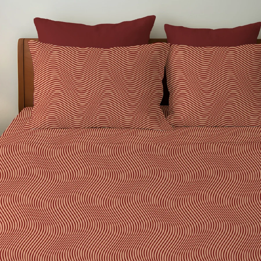 Bedsheet Set | Wavy Art Stripes | 100% Cotton King Size Bedsheet + 2 Pillow Cases - Image 5