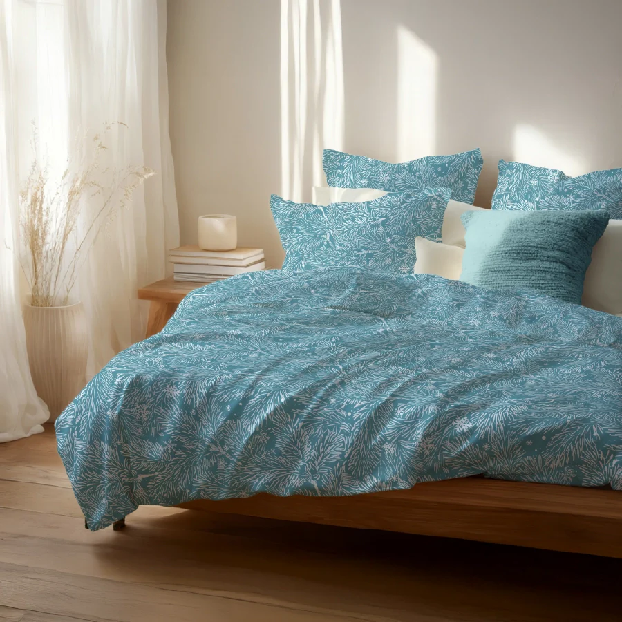 Comfort Bundle | Fitted Bedsheet Set with Quilt & Pillows | Snowy Drift - Image 4